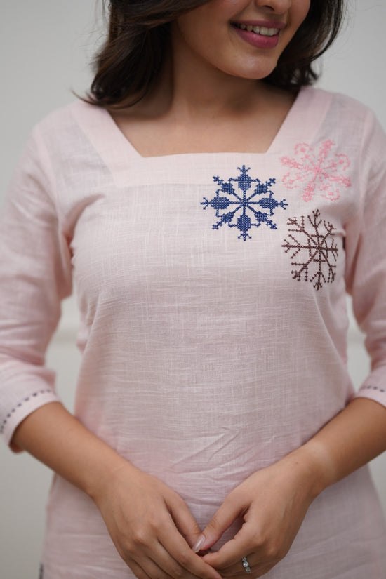Modern Cotton Blend Co-Ord Set for Women with Embroidery Work - Fully Stitched