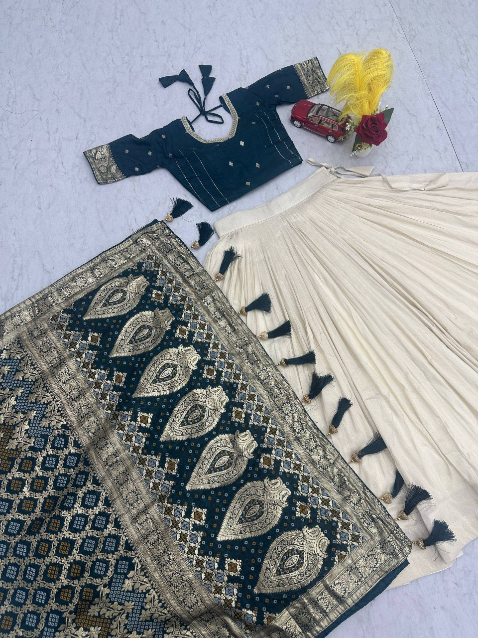 Wedding Special Trending Lehenga Saree with Jacquard Silk Blouse and Simar Silk Lehenga - Ready-Made Patli
