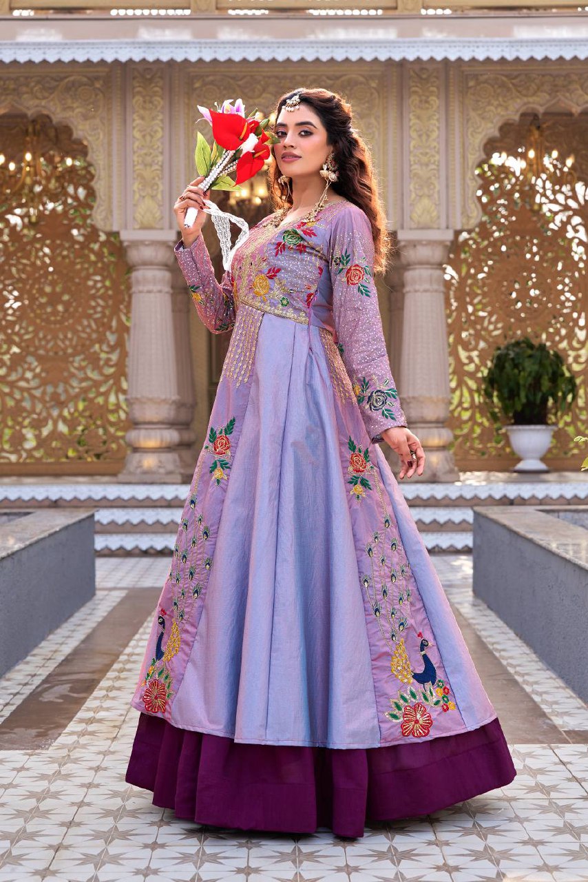 Wedding Collection Satin Silk Lehenga Choli with Embroidery Sequence Work - Fully Stitched
