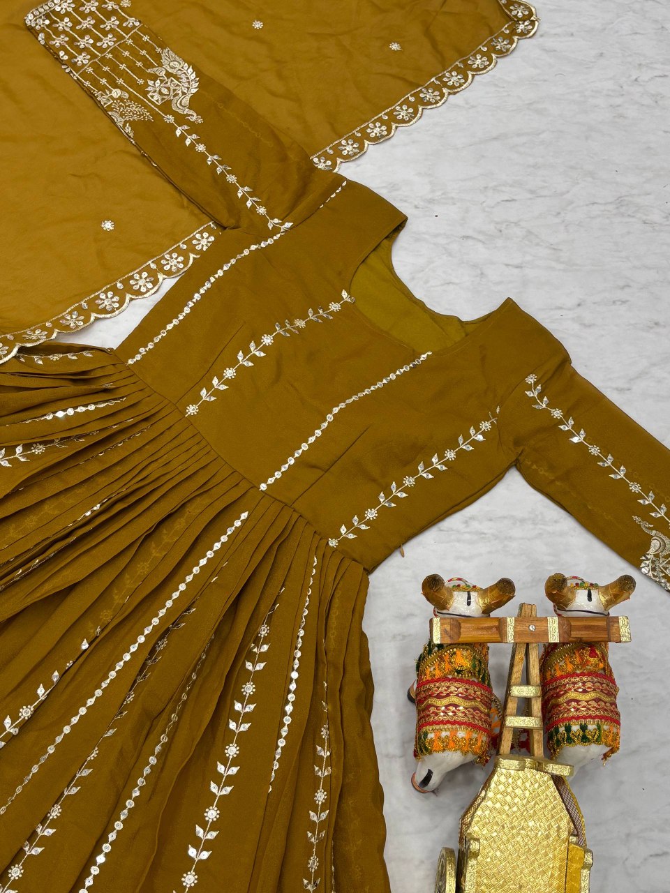 Festival Collection Star Georgette Long Gown with Heavy 7MM Sequence Embroidery Work - Fully Stitched