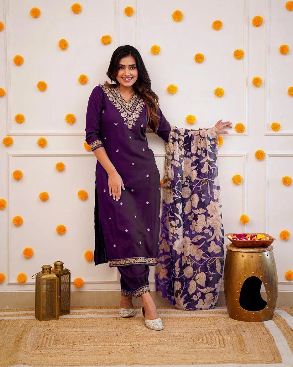 Stylish Viscose Rayon Embroidered Kurta Pant Set with Chinon Dupatta for Party Wear - Fully Stitched