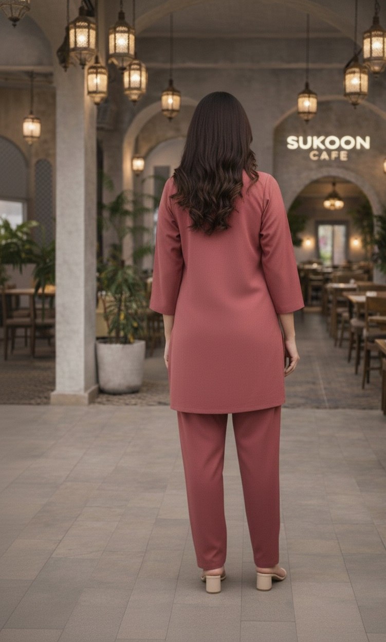 Women's Cotton Embroidered Co-Ord Set with Shirt Collar Top and Pant - Fully Stitched