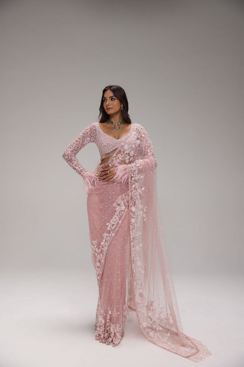Bollywood Blockbuster Butterfly Net Sequins Embroidered Saree with Designer Blouse