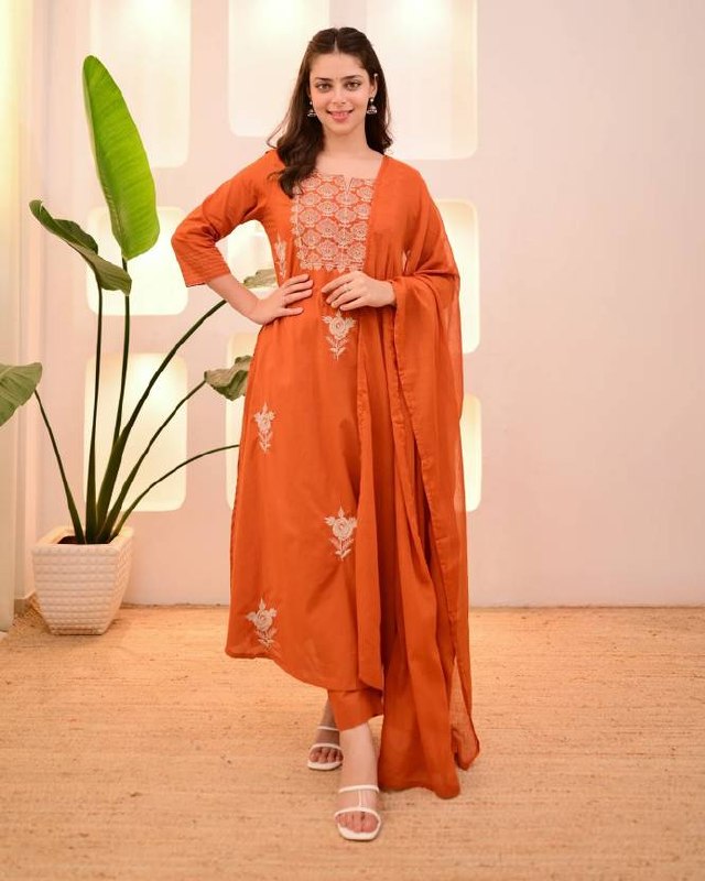 Stylish Viscose Rayon Embroidered Kurta Pant Set with Vichitra Dupatta for Party Wear - Fully Stitched
