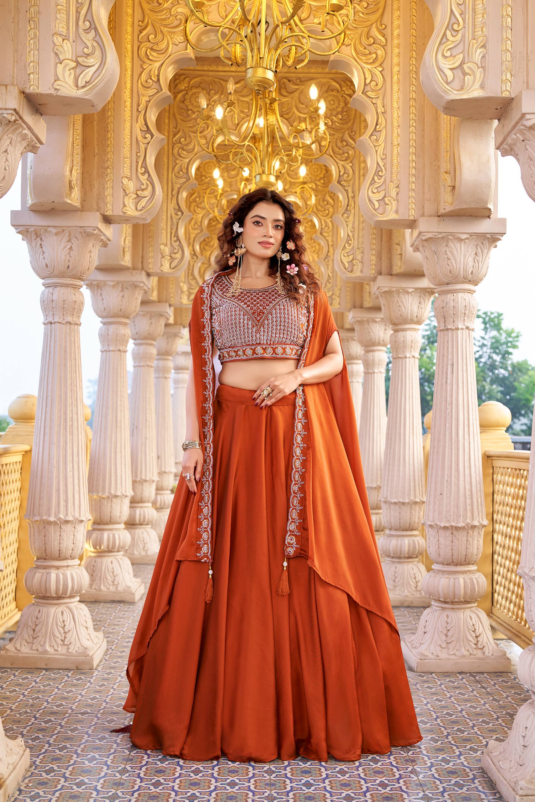 Wedding Special Rangoli Silk Lehenga Choli with Heavy Embroidery and 9 Meter Flair - Fully Stitched