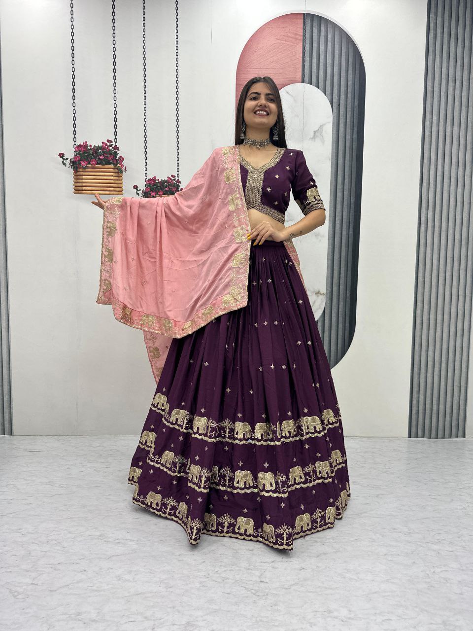 New Festival Pure Chinon Lehenga Choli with Heavy Sequence Embroidery - Fully Stitched