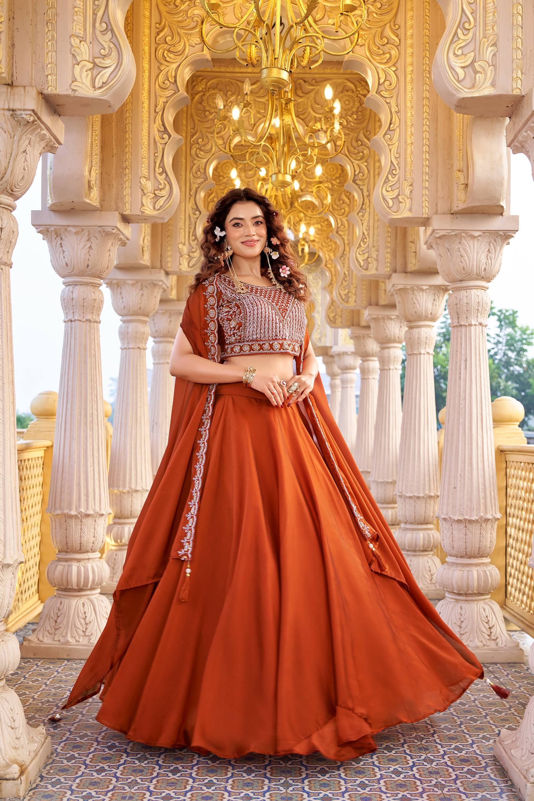 Wedding Special Rangoli Silk Lehenga Choli with Heavy Embroidery and 9 Meter Flair - Fully Stitched