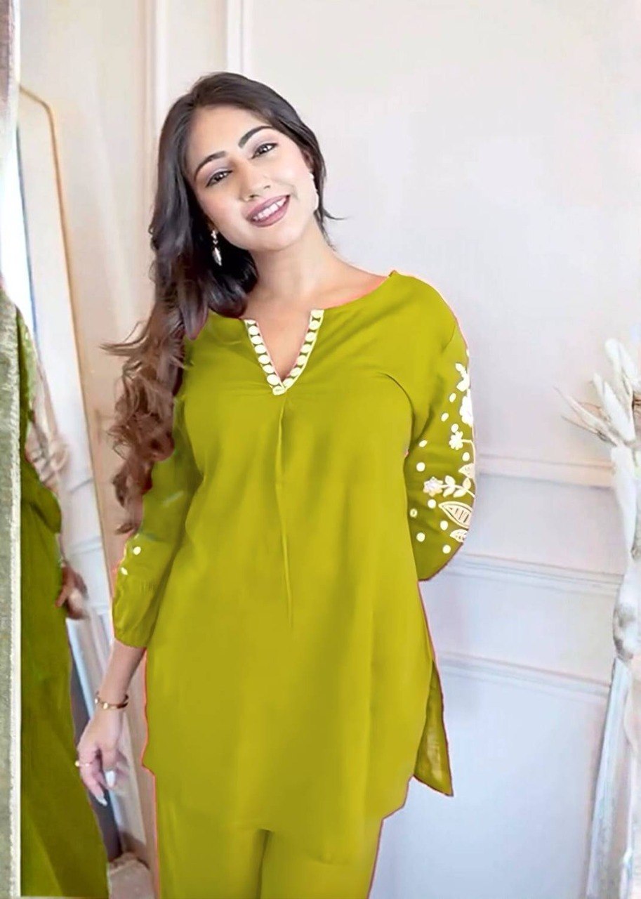 Modern Viscose Rayon Co-Ord Set for Women with Embroidery Work - Fully Stitched