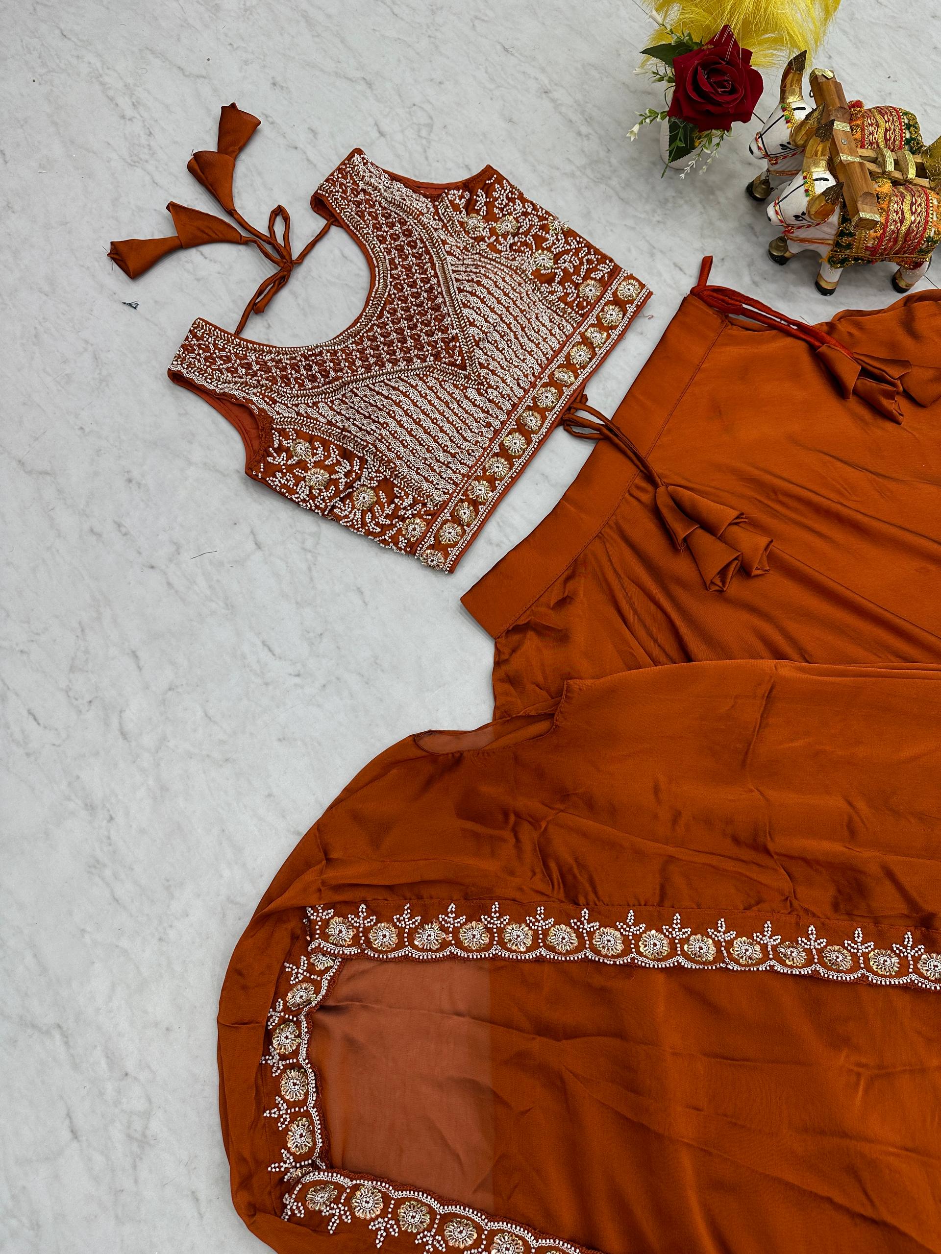 Wedding Special Rangoli Silk Lehenga Choli with Heavy Embroidery and 9 Meter Flair - Fully Stitched