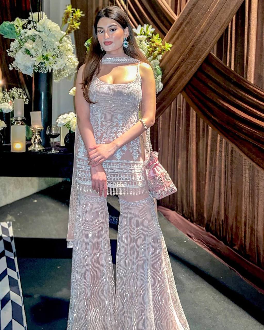 elegant and stylish Soft Net Palazzo Suit