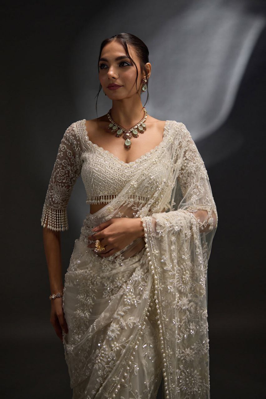 Trending Bollywood Blockbuster Heavy Sequins Embroidered Mono Net Designer Saree