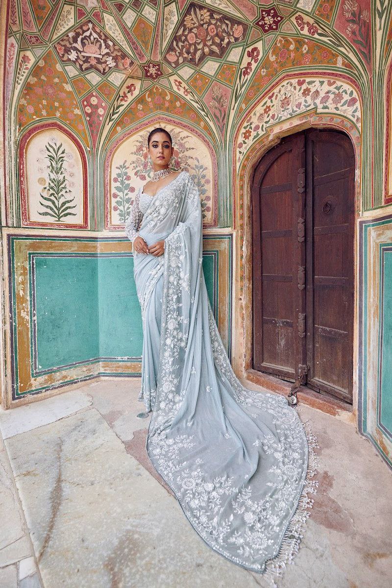 Trending Bollywood Blockbuster Faux Georgette Sequins Embroidered Designer Saree