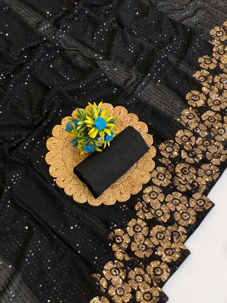 Bollywood Blockbuster Special Edition Dual Sequins Georgette Designer Saree