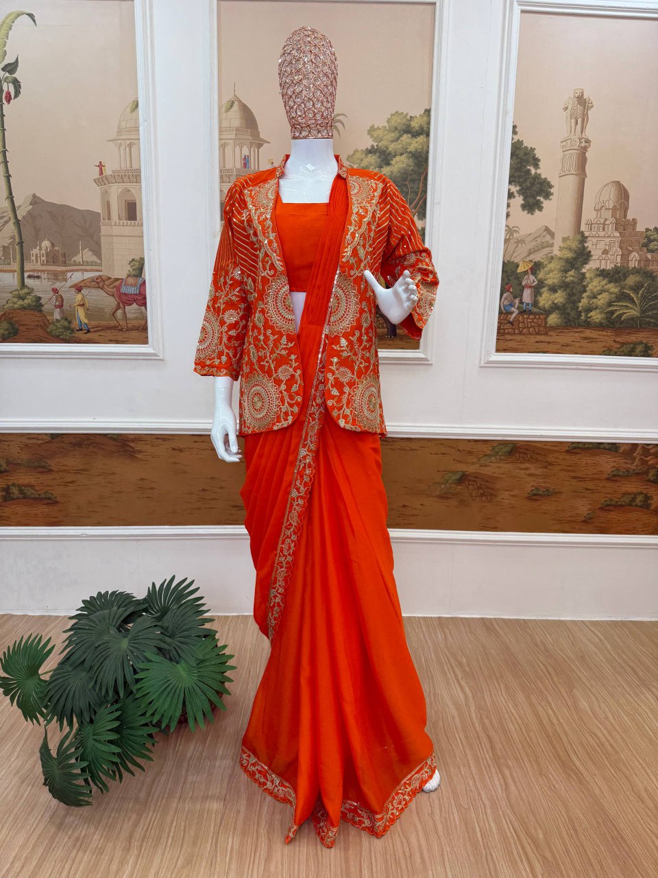 New Superhit Trending Rangoli Ready to Wear Saree with Heavy Embroidered Koti and Stylish Blouse - Fully Stitched