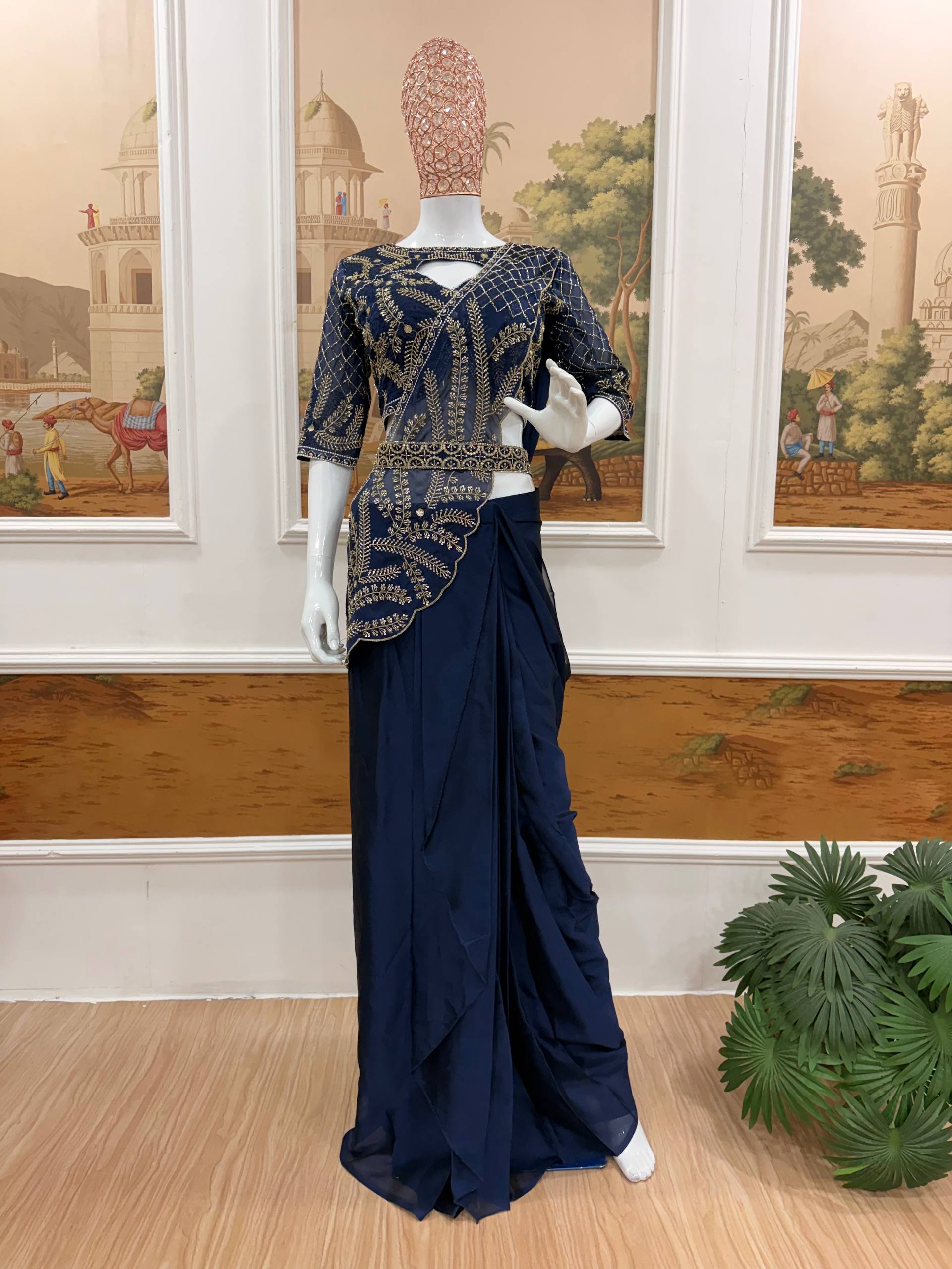 New Superhit Trending Ready to Wear Rangoli Silk Saree with Semi-Beads Embroidered Blouse - Fully Stitched