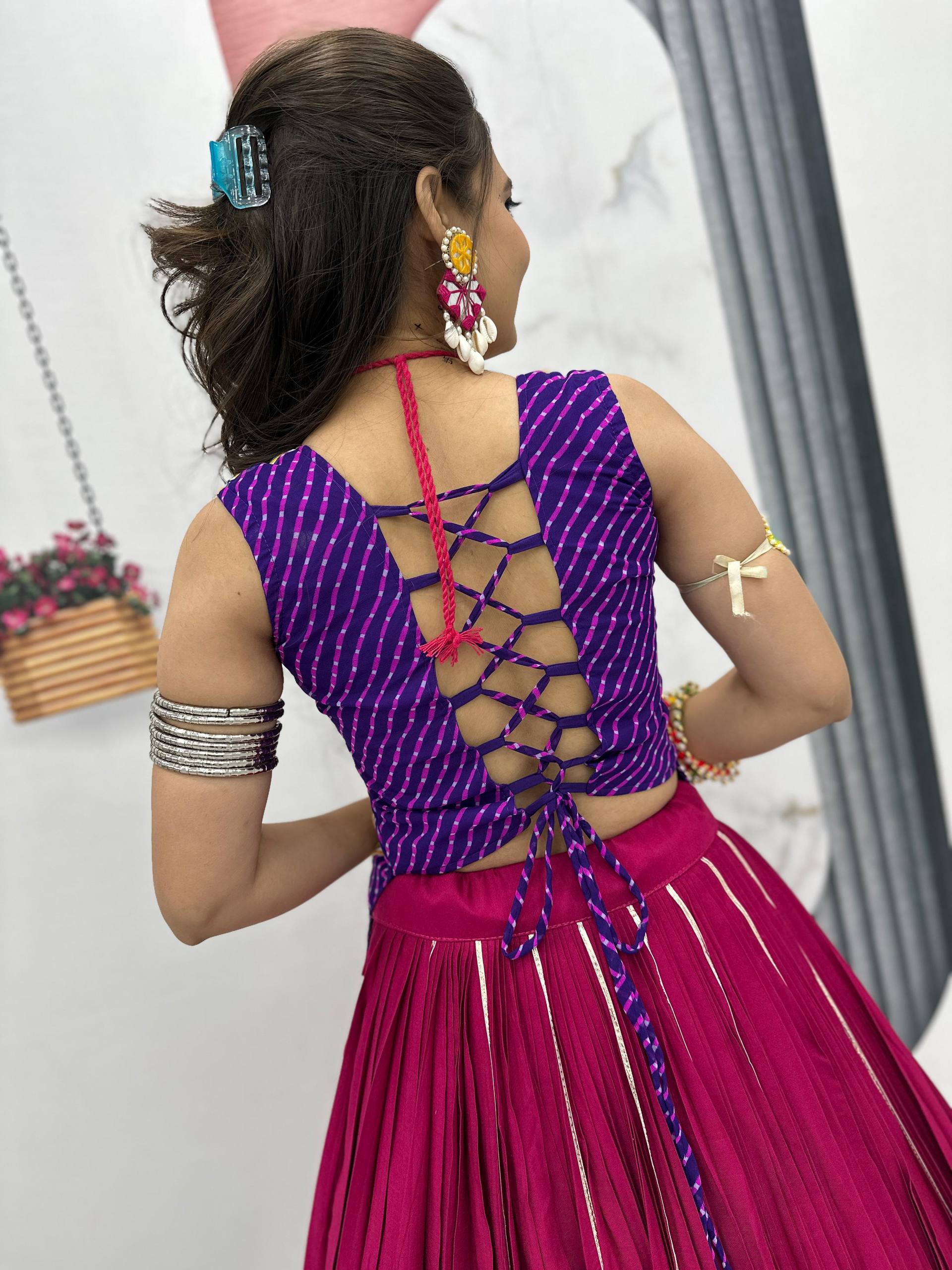 Navratri Special Gamathi Work Lehenga Choli with 6 Meter Big Flair - Fully Stitched
