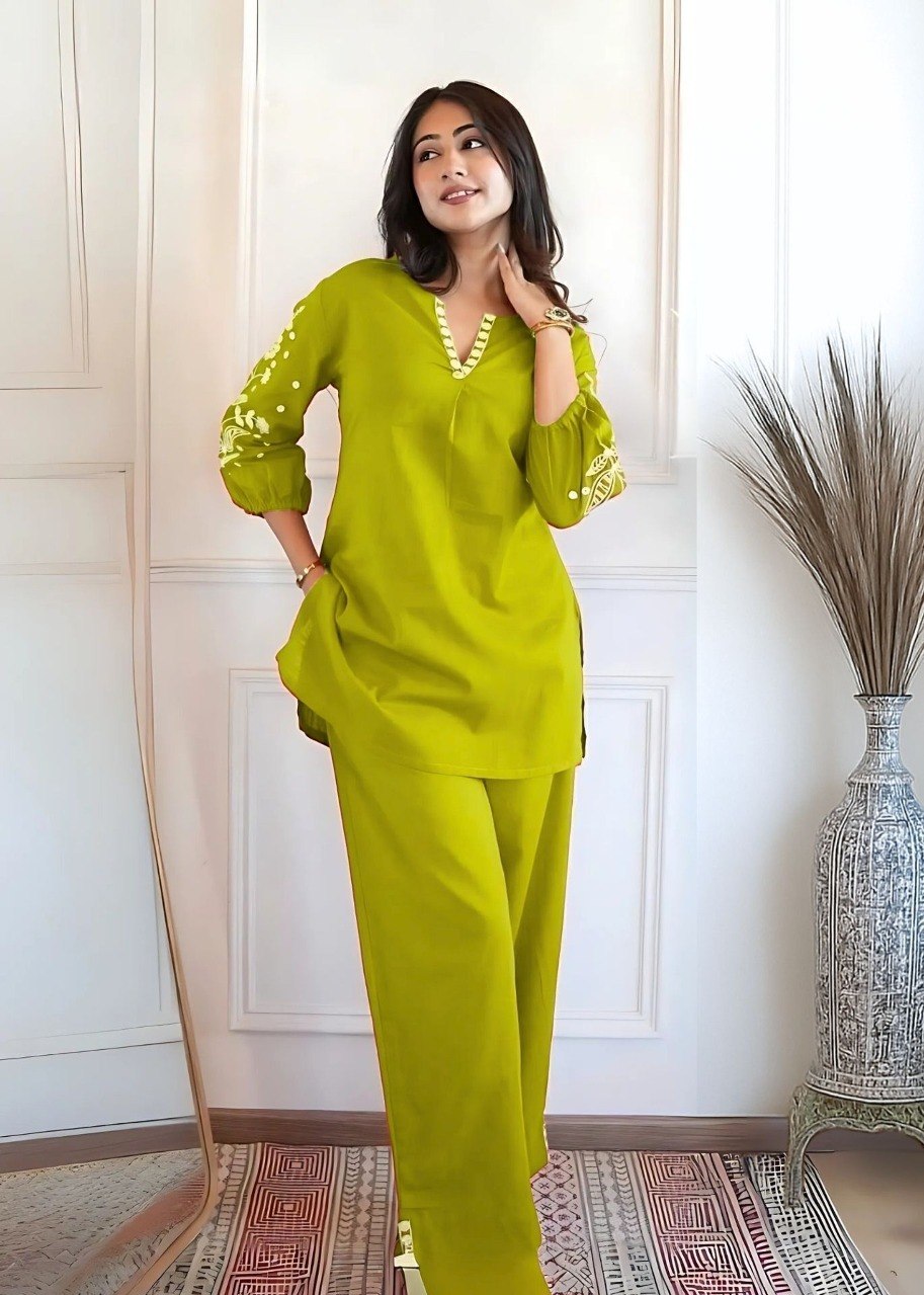 Modern Viscose Rayon Co-Ord Set for Women with Embroidery Work - Fully Stitched
