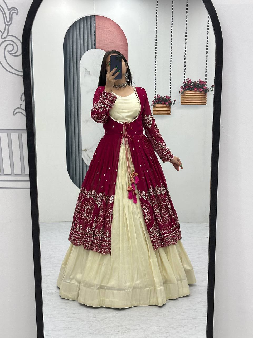 Festival Special Indo Western Lehenga Set with Embroidered Shrug - Fully Stitched