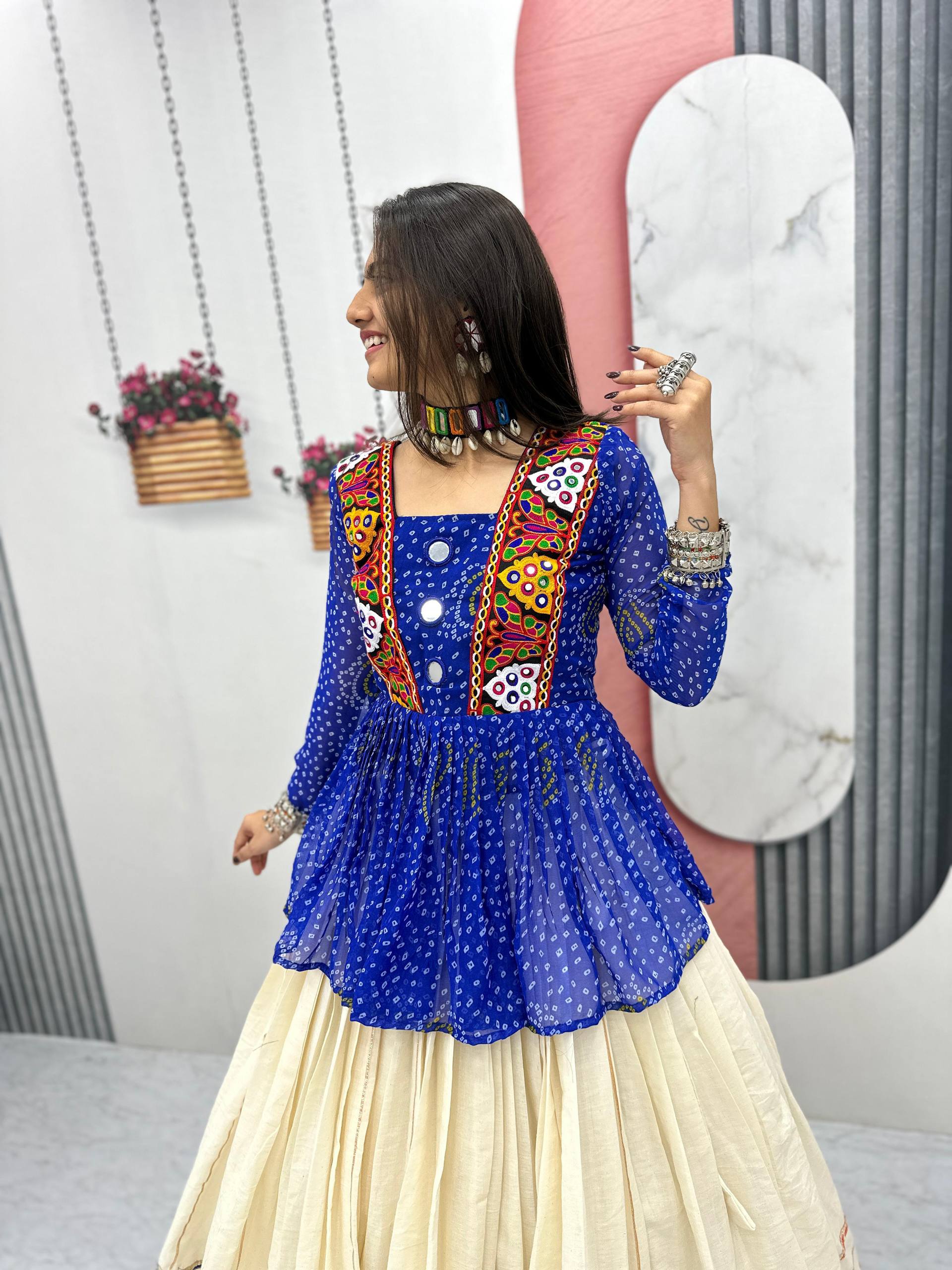 Launching Navratri Special Bandhej Print Lehenga Choli with 6 Meter Big Flair- Fully Stitched