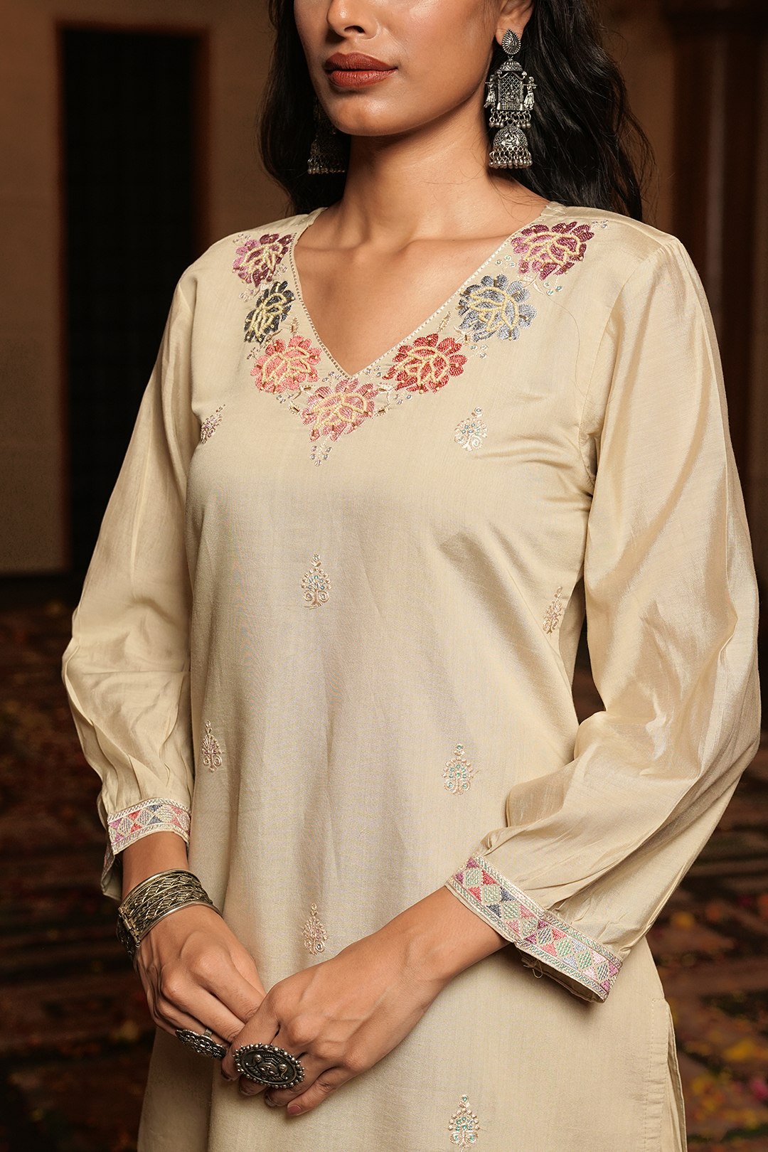 Designer Embroidered Kurta Pant Set with Printed Dupatta Perfect For Wedding Function