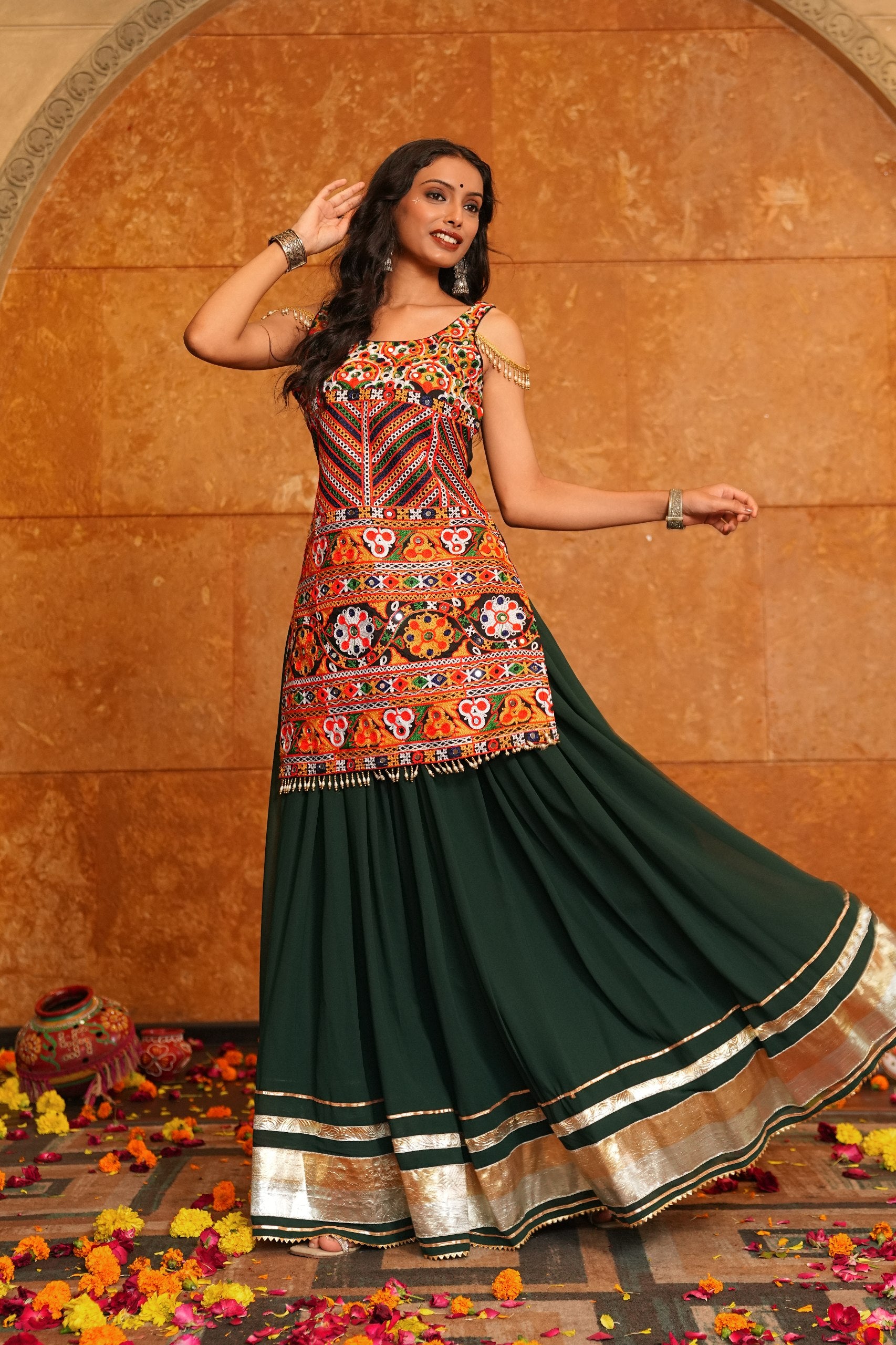 Celebrate Navratri in style with this elegant and vibrant Chaniya Choli set