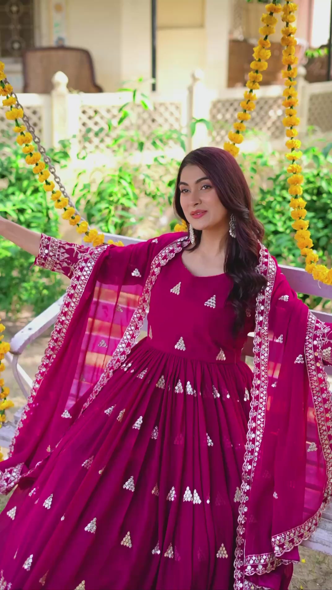 Premium Fox Georgette Festival Long Gown with Dupatta for Women | Heavy 7mm Sequence Embroidery | Designer Wedding, Party & Festive Wear Collection (A)-168