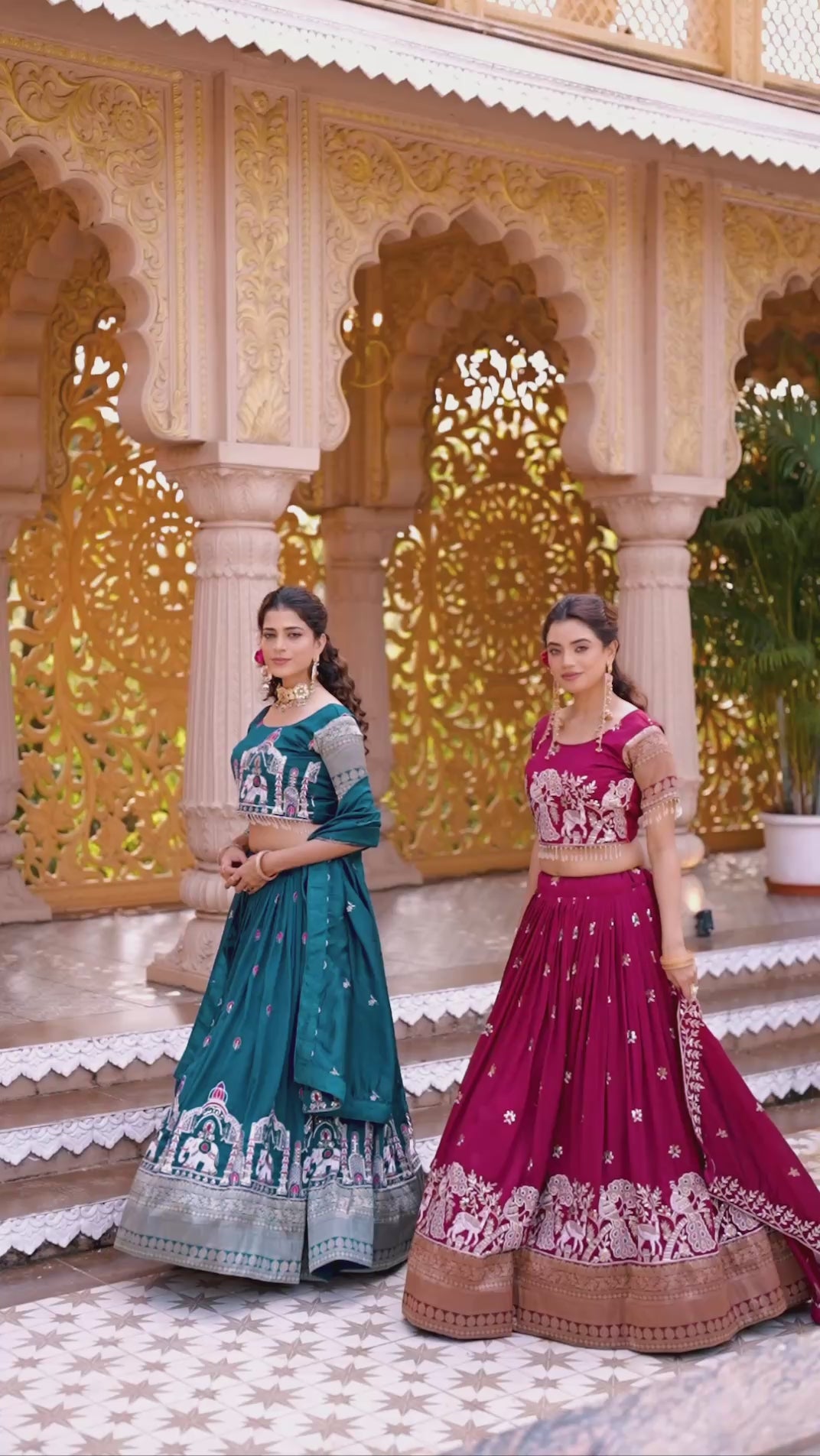Premium Pure Vichitra South Style Lehenga Choli for Women | Heavy Embroidered Sequence & Thread Work | Designer Wedding, Festive & Party Wear Collection (A)163