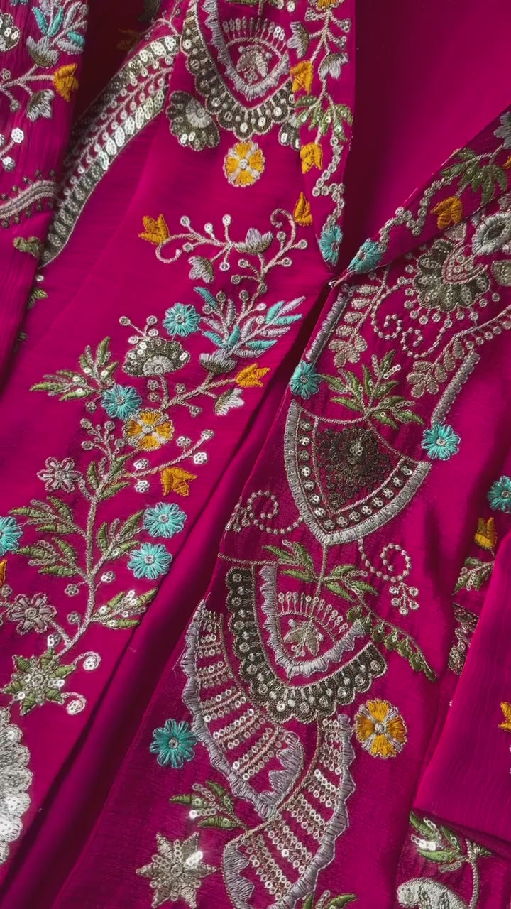 Designer  3-Piece Palazzo Set | Sequence Embroidery Work | Koti, Palazzo & Blouse | Party & Wedding Wear HE-BUY-(O)-436
