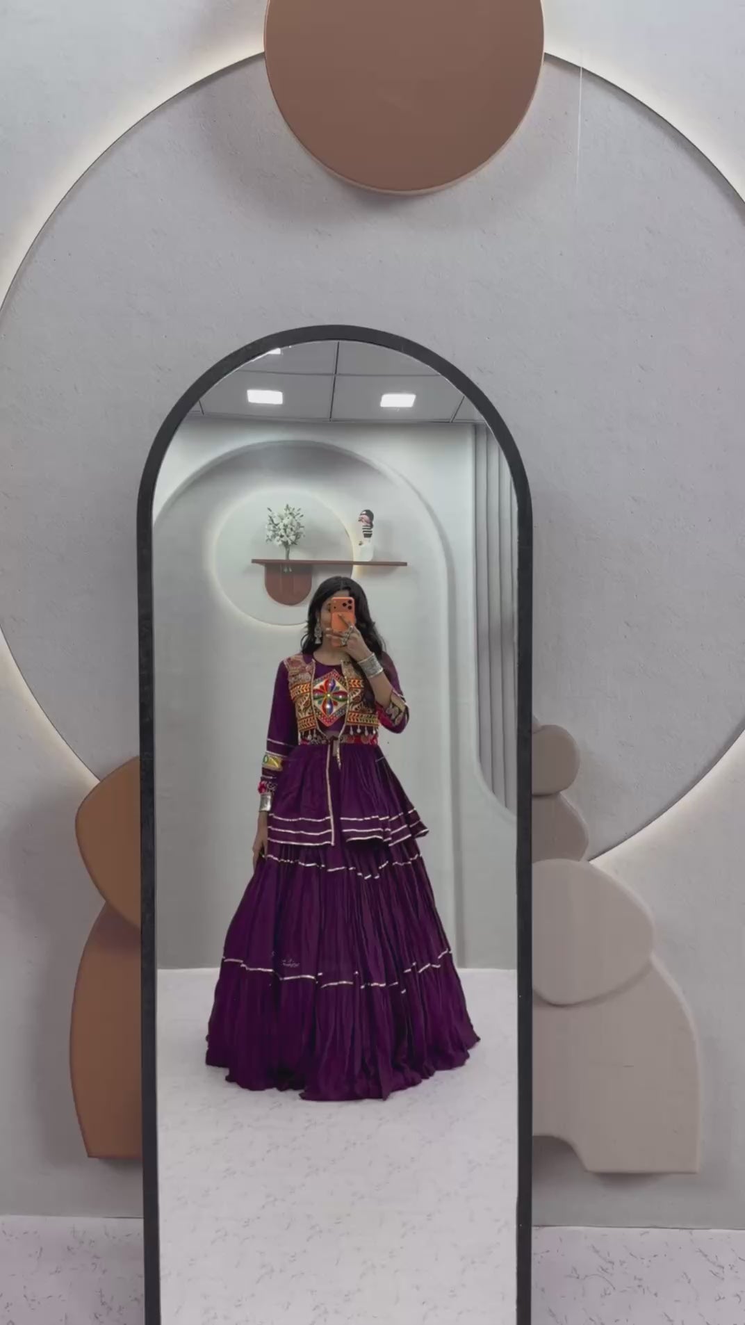 Navratri Special Pure Cotton Gamathi Work Lehenga Choli with Koti - Fully Stitched