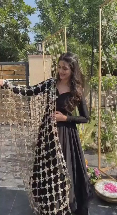 Premium Roman Silk Kurti Set for Women | Designer Handwork Kurti with Palazzo & Real Mirror Work Dupatta | Wedding, Festive & Party Wear Collection (K)1007